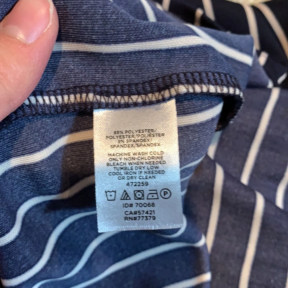 Ann Taylor Stripe Tie Neck Button Front Shell - Picture 8 of 8